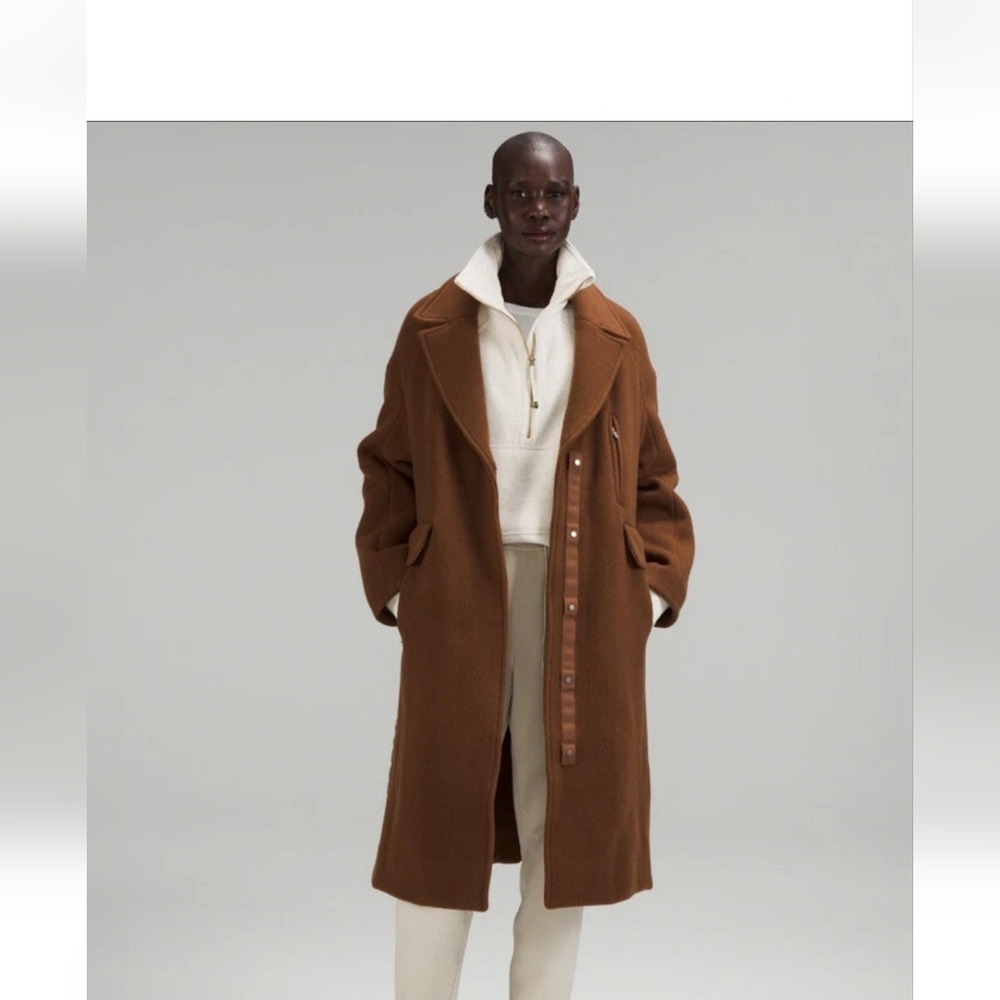 lululemon athletica Brown Long Wool Coat Oversizsed Fyi